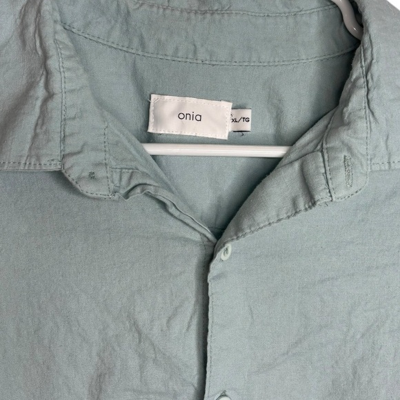 Onia Men’s Teal Mint Blue Linen Blend Casual Long Sleeve Button Down Size XL - Picture 2 of 11